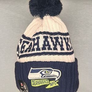 Seahawks NFL Seahawks Navy and White Knit Beanie